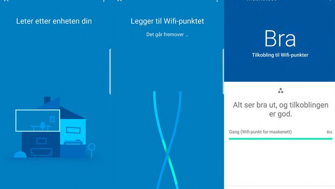 Oppsettet er enkelt. Her kan du både teste forbindelse mellom nodene og hastighet ut på nett. Alt som skal til er en mobiltelefon med kamera som kan lese av QR-koden. Oppsettet tar maks fem minutter. Selv for de helt teknologihjernedøde. (Foto: Martin Braathen Røise) Bilde: Martin Braathen Røise