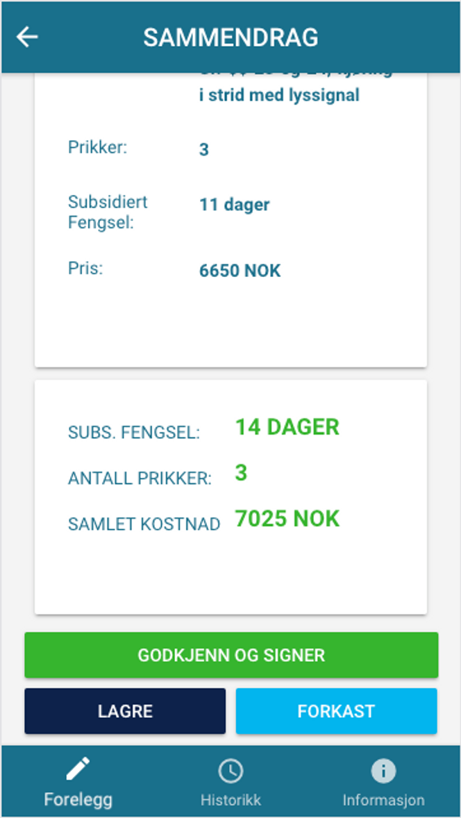 Slik ser appen ut i dag. Den er imidlertid ikke ferdig, og utseende kan endre seg før endelig versjon tas i bruk. Skjermdump:  Politidirektoratet