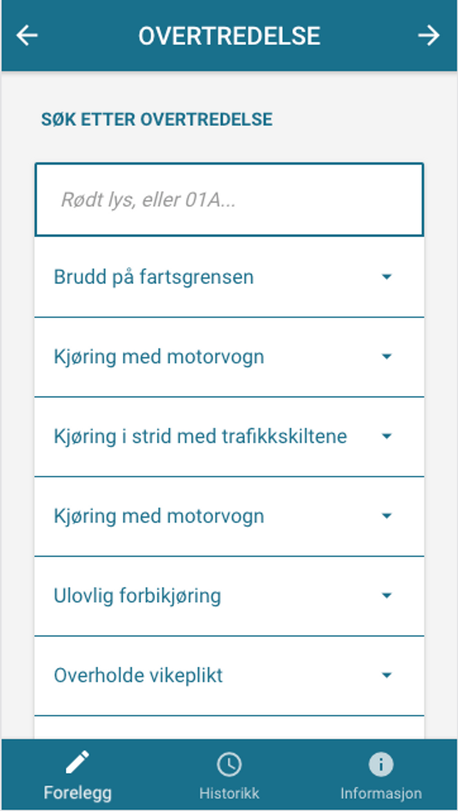 Appen skal ha innebygget kvalitetssikring slik at man ikke trenger et ekstra ledd for å kontrollere foreleggene manuelt. Skjermdump:  Politidirektoratet