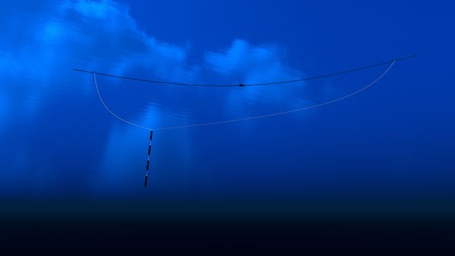 Slik vil systemet se ut, sett fra under havet. Bilde: Erwin Zwart / The Ocean Cleanup