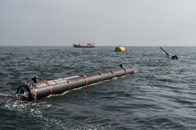 Slik så det ut da det nye designet ble testet i Nordsjøen i høst. Bilde: Ocean Cleanup