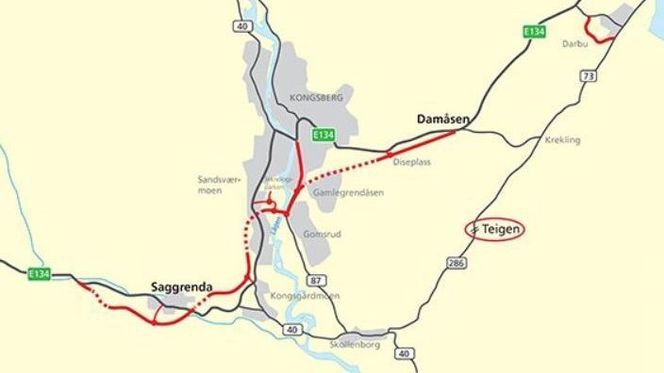 E134 Damåsen-Saggrenda. Bilde:  Statens vegvesen