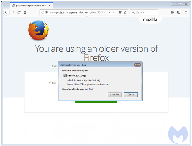 Nedlastingen starter med en JavaScript-fil. Foto: Malwarebytes