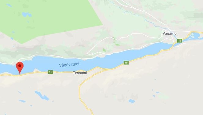 Det blir omkjøring for personbiler på nordsiden av Vågåvatnet. Foto: Google Maps