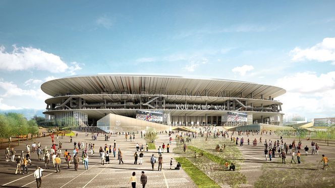 Veier skal omdirigeres og vegger fjernes for å gi det nye stadionet et åpent og innbydende uttrykk. Illustrasjon:  FC Barcelona