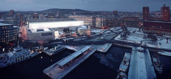 Alabasthallen er et av de mest spektakulære elementene i det nye Nasjonalmuseet, men arkitekt Klaus Schuwerk frykter at glassløsningen som velges til fasaden, ikke får de arkitektoniske kvalitetene en slik bygning fortjener. Foto: MIR/ Statsbygg/ Kleihues + Schuwerk