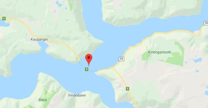 Fergesambandet Mannheller-Fodnes ligger på riksvei 5 Foto: Google Maps