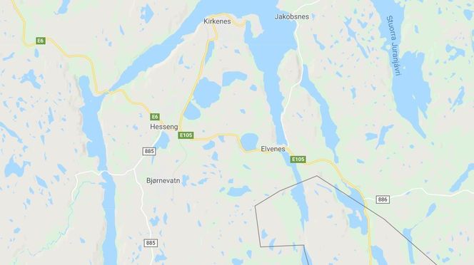 Fylkesveien starter sør for Kirkenes og går langs grensen til Russland. Foto: Google Maps