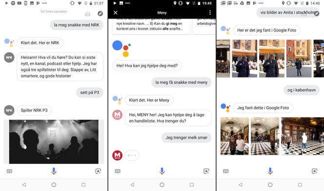 Flere tredjeparts selskaper har laget egne integrasjoner mot Google-assistenten. Du kan for eksempel få NRK til å spille en av radiokanalene sine eller lese opp de siste nyhetene. Assistenten er også integrert med andre apper, som Google Foto – og kan finne igjen bilder av personer, ting eller steder du har i Google Foto.