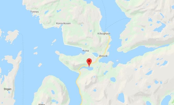 Fylkesvei 17 er stengt ved Liafjell i Lurøy kommune etter ras. Foto: Google Maps