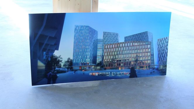 Arkitektens illustrasjon av hvordan det skal bli rundt torget på Valle Hovin. Foto:  Knut Bjørheim