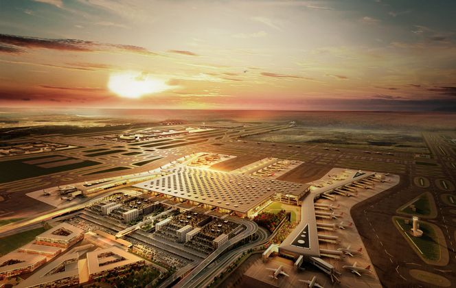 Illustrasjon av flyplassen fra flyperspektiv. Illustrasjon: IGA