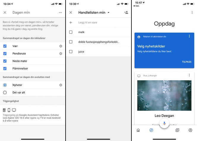Google Home kan tilpasses med ulike nyhetskilder, og du kan også ha en eller flere lister – for eksempel en handleliste som flere i familien kan ha tilgang til.