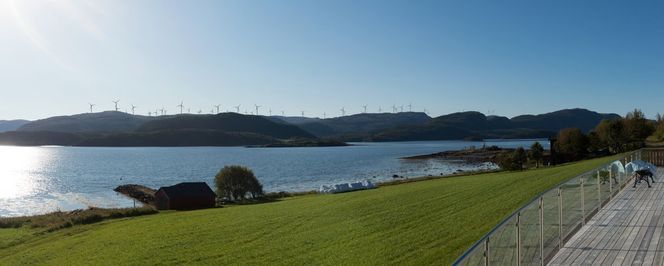 Storheia vindpark fra Monstad. Dette er en del av Fosen Vind-utbyggingen. Illustrasjon: Svein Erik Dahl/Einar Berg, Norconsult As