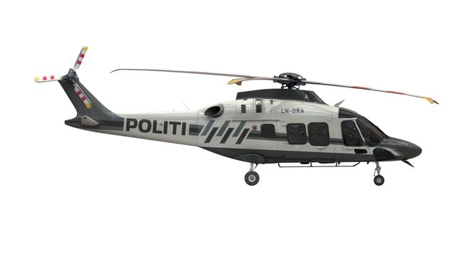 Helikopteret er ennå ikke lakkert. Der tidlige illustrasjoner av helikoptrene brukte den delvis selvlysende gule dekoren som politibilene har, er designet nå blitt atskillig mer diskret. Foto:  Leonardo Helicopters