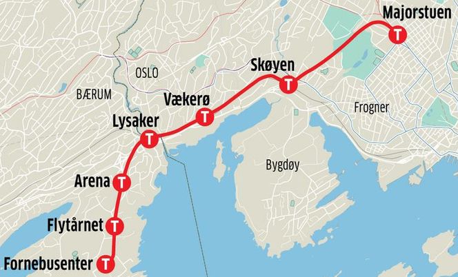 Den nye T-banetraseen skal være ferdig utbygd i 2025. Illustrasjon: Oslo kommune