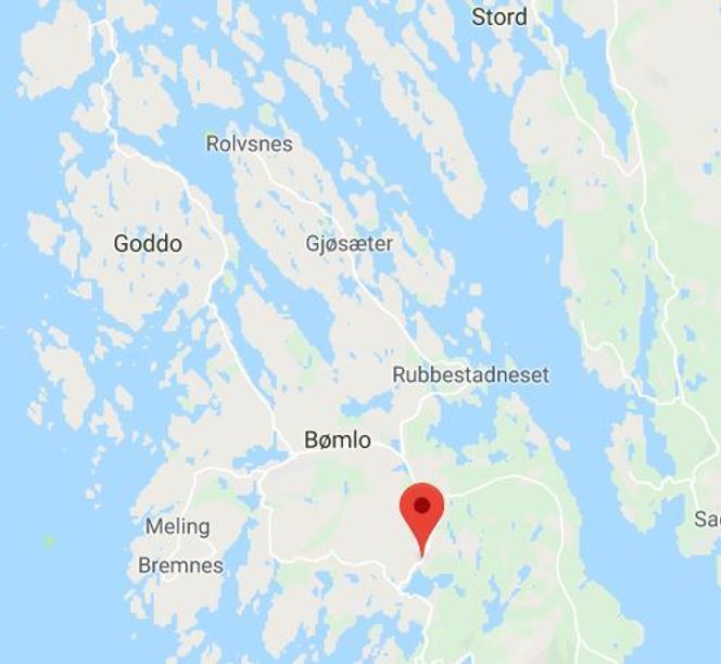 Strekningen ligger sør for Bømlo i Hordaland. Illustrasjon: Google Maps