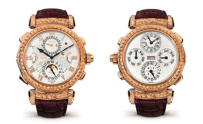 Tosidig: Det er ikke plass til å vise resultatet av alle de mekanisk drevene komplikasjonene på klokkefronten. Derfor har Grandmaster Chime to sider og en mekanisme som kan vri dem i posisjon. Foto: Patek Philippe