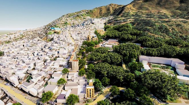 Medellíns bebyggelse strekker seg oppover skråningene i Andesfjellene. Foto: EDU