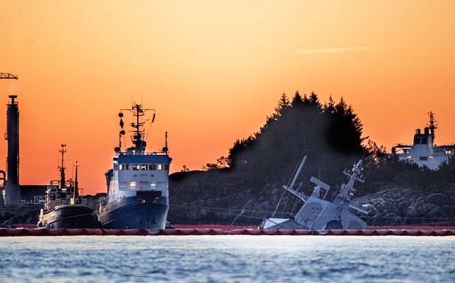 KNM Helge Ingstad kolliderte og sank 8. november 2018. Foto:  Marit Hommedal/NTB Scanpix