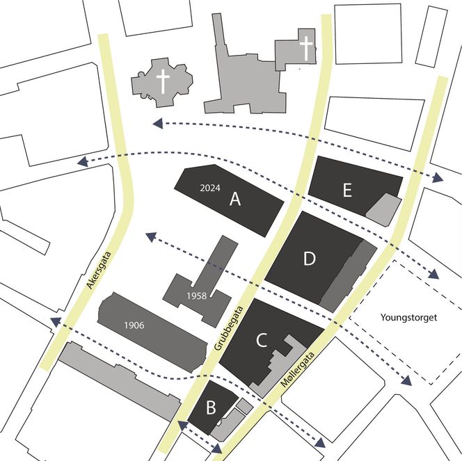 Ny konseptskisse for regjeringskvartalet.