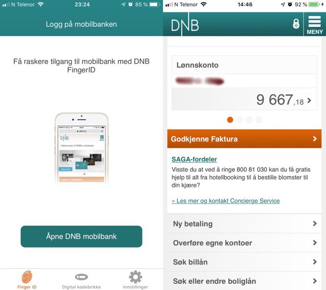 DNBs tidligere Finger ID-app for iOS åpnet for tilgang til nettbanken. Det kunne utnyttes fram til i fjor høst. Skjermbilde: Jonny Rein Eriksen