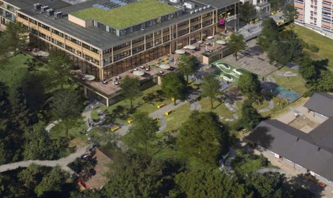 Slik ser arkitektene i Wester Elsner for seg at senteret kan se ut når det åpnes mot syd.
