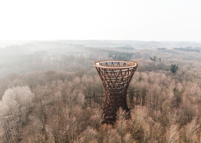 Spiraltårnet ligger i gammelt kulturlandskap på et av Danmarks største gods i privat eie. Illustrasjon: Effekt arkitekter