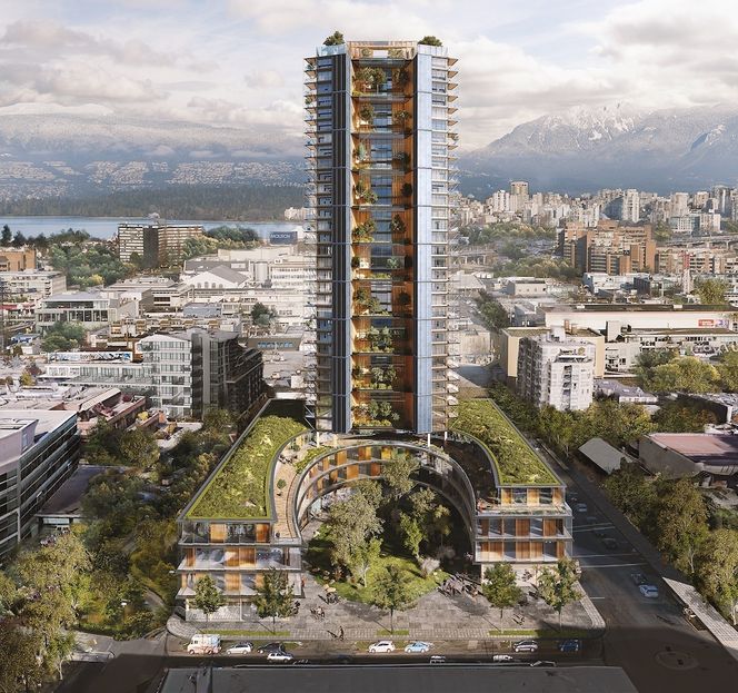 Canada Earth Tower er tegnet av Perkins+Will Architects. Illustrasjon: Perkins + Will / Delta Land Development