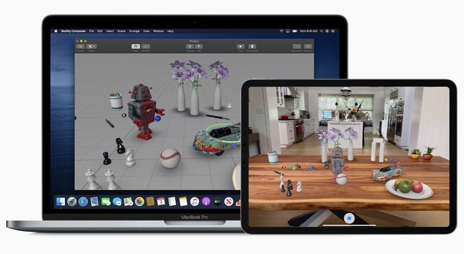 RealityKit og Reality Composer gir verktøy til å lage avansert AR-innhold på kort tid, ifølge Apple. Foto: Apple