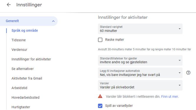 Brukerne av Google Kalender kan velge om invitasjoner automatisk skal legges til kalenderen. Standardvalget er vanligvis at dette gjøres. Skjermbilde: digi.no