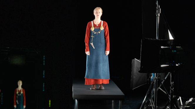 Skuespiller Ingebjørg Buen under hologram-opptakene. Foto: Eirik Helland Urke