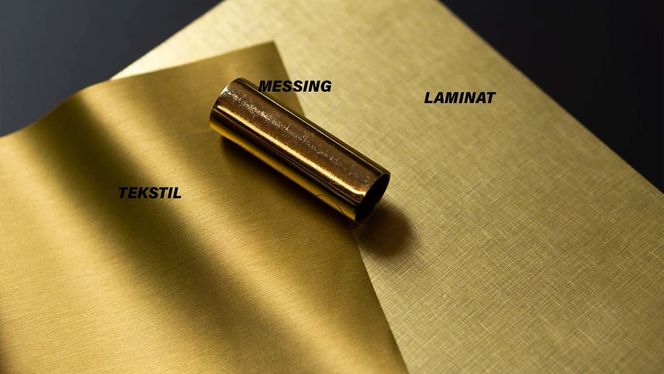Mange steder kan messingfarget tekstil eller laminat gjøre jobben bedre enn metallet de etterligner. Foto:  Ramsøskar