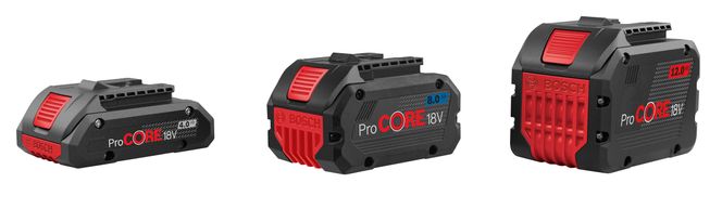 Høy strømstyrke: Poenget med den nye generasjonen 18 volts batterier er å levere nok strømstyrke for å drive verktøy som krever høy effekt. Og samtidig beholde bakoverkompatibiliteten. Foto:  Bosch