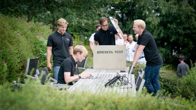 Sigurd Ueland (f.v), Henrik Flemmen, Anders Fagerli og Edvard Grødem. Foto: Eirik Helland Urke