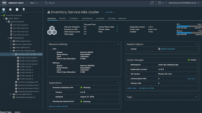 IT-drift vil bruke den vanlige vSphere Client-løsningen for å administrere Kubernetes. Foto: VMware