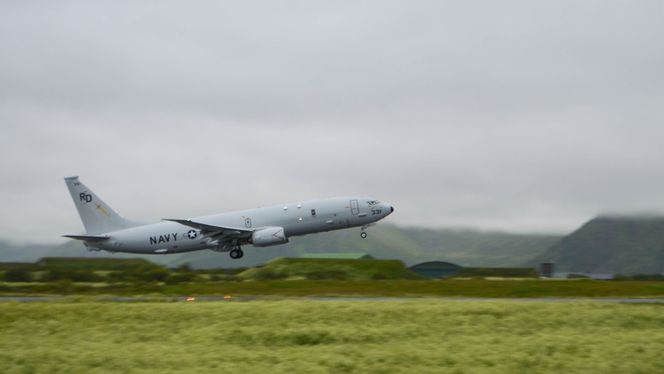 Amerikansk P-8A Poseidon tar av fra Andøya i juli. Foto:  Stian Roen / Forsvaret