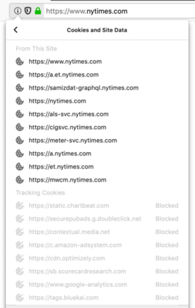 Du kan se en liste over nettsteder som Firefox blokkerer cookies fra, og fjerne nettsteder fra listen om ønskelig. Foto: Mozilla