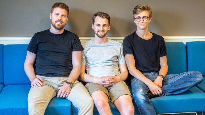 1: Søvnoppstart: Oppstarten Drowzee består av Håkon Selseth Krogh (28), Lars Karbø (22) og Jonatan Kjekshus Winsvold (20). Alle tre er tidligere eller nåværende studenter ved NTNU. Foto: Marthe Svendsen