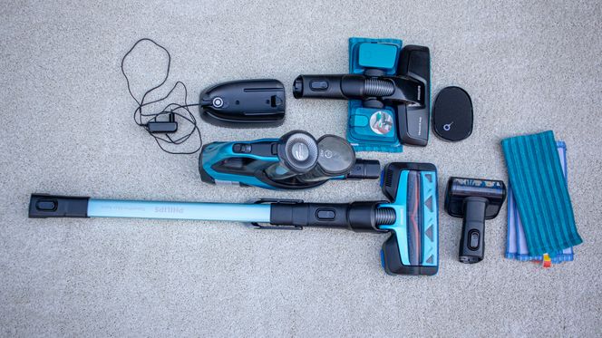 Philips SpeedPro Max Aqua kan vaske og støvsuge i én opreasjon, men sugeevnen er elendig. Foto: Odd Richard Valmot