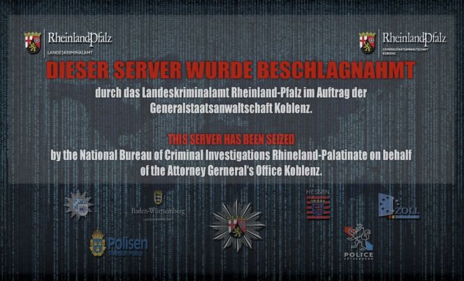 Skjermbilde av nettstedet cb3rob.org, etter at det ble overtatt av tyske justismyndigheter. Skjermbilde: digi.no