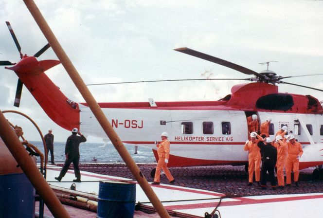 Til å begynne med var det sparsommelig med navigasjonssystemer for de som fløy helikopter i Nordsjøen. Foto:  Norsk oljemuseum