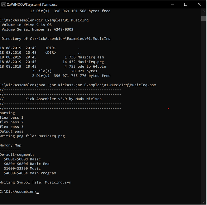 Her tester vi at Kick Assembler fungerer på Windows.
