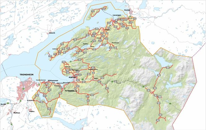 Området for Stjørdal-kontrakten. Klikk på bildet for større kart. Ill:  Trøndelag fylkeskommune