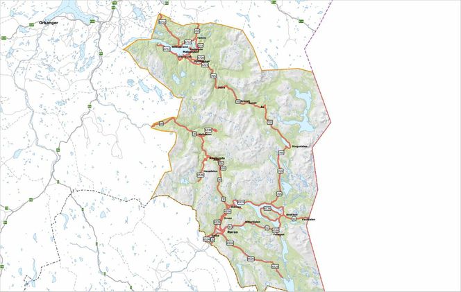 Området for Røros-kontrakten. Klikk på bildet for større kart. Ill:  Trøndelag fylkeskommune