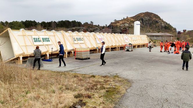 Storm: Skipskorridoren som ble bygget for å simulere krengning under evakueringstestene. Foto:  Privat