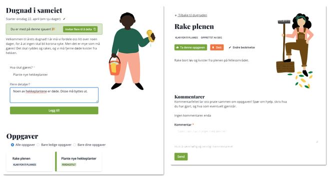 Etter at du har opprettet en sjau kan du legge til så mange oppgaver du ønsker, og de som deltar på sjauen kan senere plukke de oppgavene de har lyst til å gjøre.