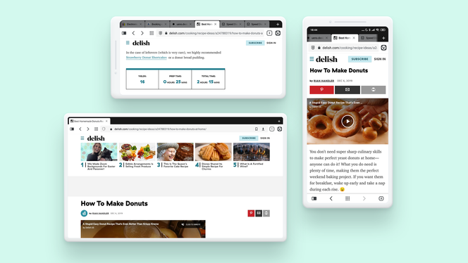 Vivaldi for Android i portrett-, landskap- og nettbrettmodus. Foto: Vivaldi Technologies