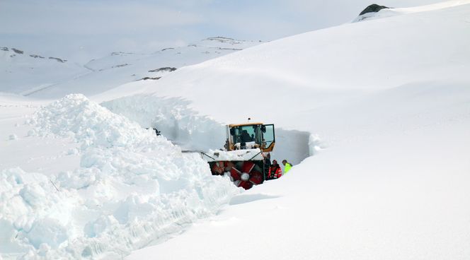 Fresene har jobbet i ett siden 12. mai, for å klare å få veiene åpnet før juni setter inn. Foto: Agder fylkeskommune