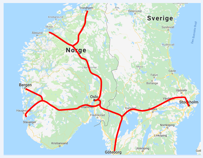Visjon for fremtidig magnettog i Norge  Illustrasjonsfoto:  DSMG / Google Maps